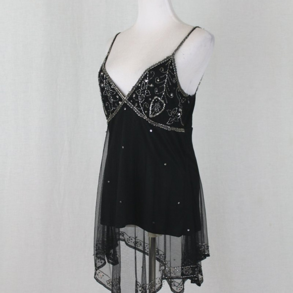 Vintage Adrianna Papell Beaded Black Tunic Top - Picture 3 of 8